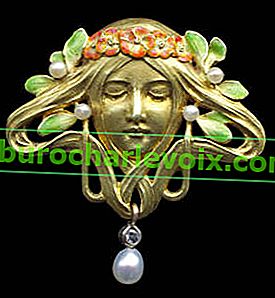 Jmelí je jedním z oblíbených předmětů šperků a uměleckých děl v secesním stylu (1890-1910)